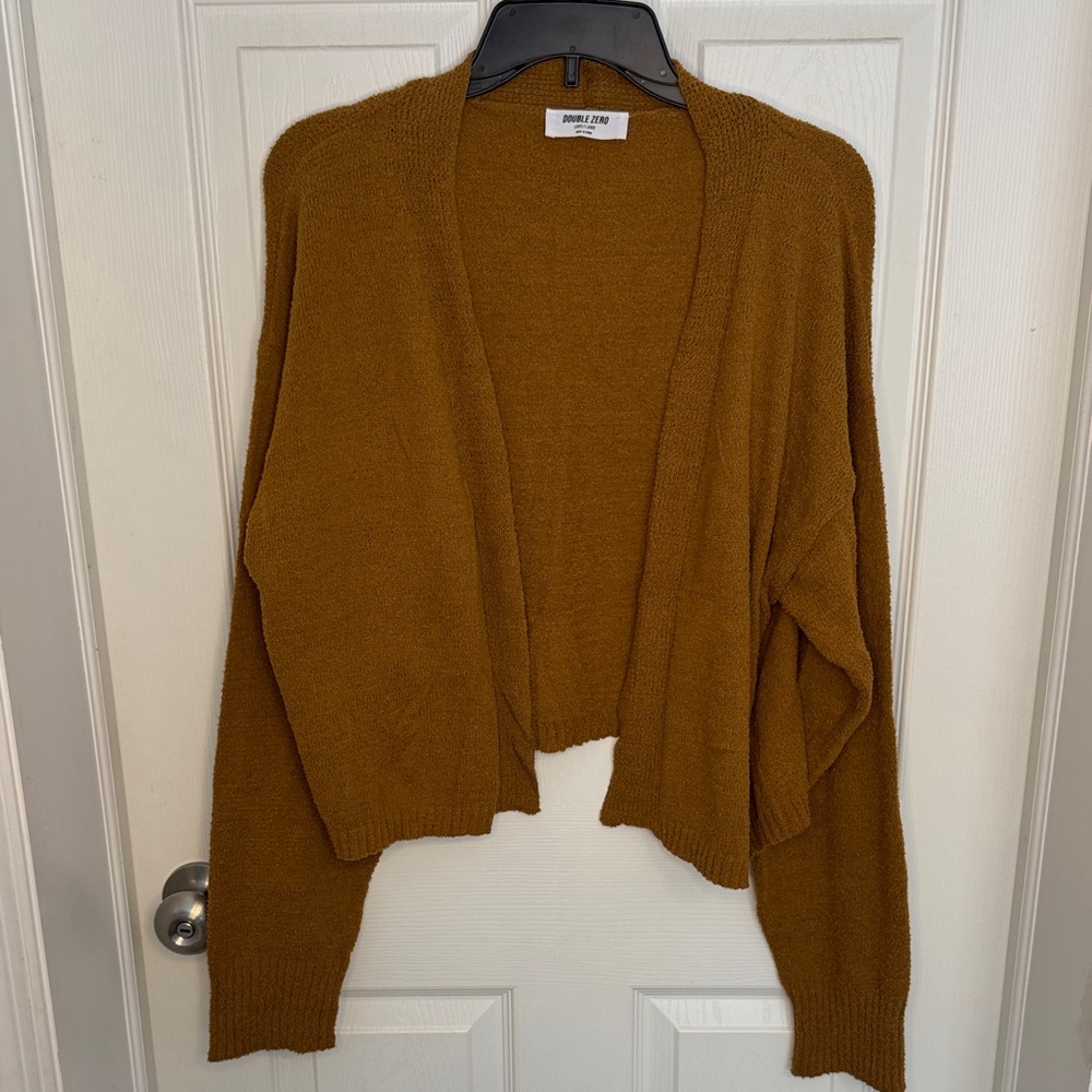 EUC Double Zero Mustard Open-Front Cropped Cardigan